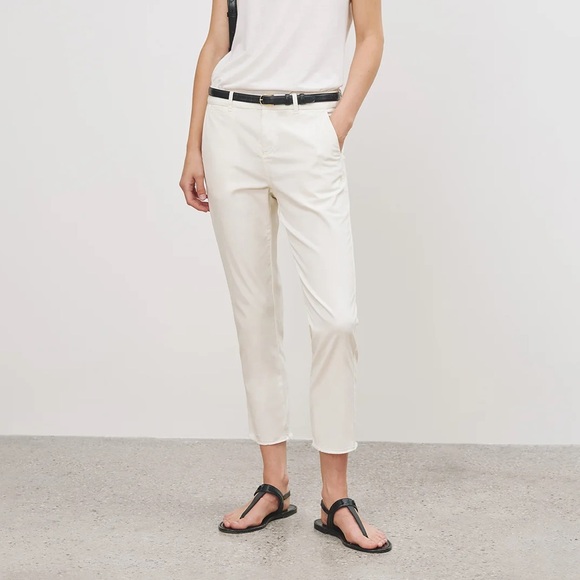 Nili Lotan East Hampton Chino Pant Slim Fit Raw Frayed Hem...